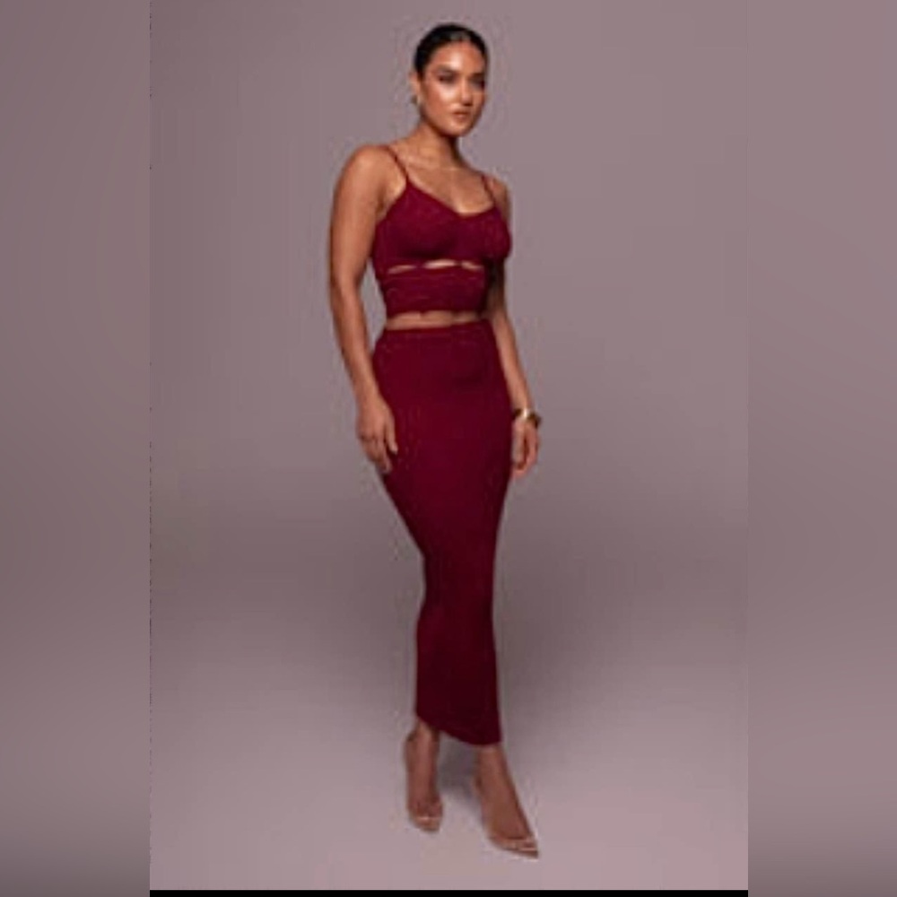 JLUXLABEL Red/burgundy Knit Cut out Maxi Dress